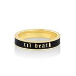 TIL DEATH Gold and Black Bridal Band – Size 6 – Wedding or Engagement Ring Photo 2