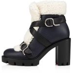Christian Louboutin Black Cream Pole Chic 70mm Shearling Heeled Ankle Boot Photo 1