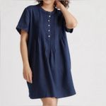 Quince 100% European linen navy blue short sleeve swing dress size Large NWT Photo 1