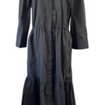 Ellen Tracy Black Cotton Midi Tier Dress Women’s Size Large NWT Minimalist Photo 0
