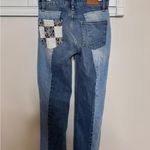 BDG  Jessye Straight Leg Spliced Jeans in a two-tone blue wash Photo 2