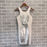 Milly White Silver Mirrored Python Leather Panel Racerback Dress Women’s Size 2 Photo 1