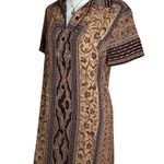 Vintage David Dart Brown Ethnic Floral Shirt Dress S | 90s Indie Grunge USA Made Photo 3