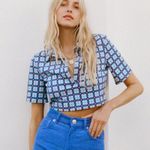 ZARA NWT  GEOMETRIC PRINT CROP POLO TOP BLOGGERS FAV FLORAL MEDIUM Photo 1