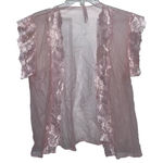 Women's Pink Sheer Lace Lingerie Cover Up Kimono Cardigan Size Large Photo 0