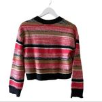 Nordstrom BP BLACK MARL STRIPE Button Down Red Black V-Neck Crop Cardigan Sweater XS Photo 11