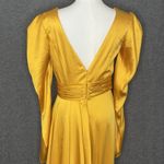 Mac Duggal Faux Wrap Mango Yellow Long Sleeve A Line Gown Womens Size 6 12404 Photo 8