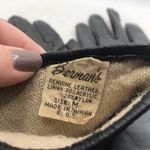 VINTAGE BERMANS GRAY LEATHER WITH BLACK TRIM LINED GLOVES (M) Photo 14