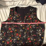 PaperMoon Navy Floral Split Front Sleeveless Blouse Size 1x Office Workwear Photo 4