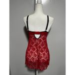 Red Lace‎ Babydoll Lingerie Black Trim Bow Body Jewels Sleepwear size Small Photo 4
