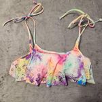 Victoria's Secret  Pink XS Flounce Halter Bikini Top Pink Purple Tie Dye Photo 0