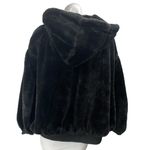 ZARA  Women's Black Faux Shearling Full Zip Hooded Hoodie Teddy Sweater Jacket M Photo 1