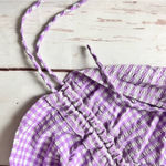 ZARA Women's Blogger Style Lilac Gingham Pattern Rushed Side Mini Dress Sz L Photo 4