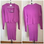 Olive & Oak  3 Piece Skirt Tank Cardigan Set Magenta Medium Photo 1