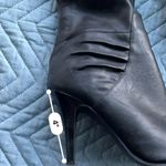 Black Leather Knee High Heels Size 6 Photo 5