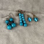 Set Of 3 Pairs Shades of Blue, Beaded & Teardrop Dangle Earrings Mixed Styles Blue Photo 1