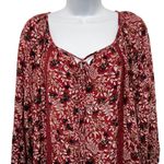 Knox Rose Floral Print Tassel Drawstring Balloon Sleeve Peasant Boho Blouse Top Photo 65