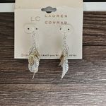 LC Lauren Conrad Lauren Conrad LC Tri Tone Flower Leaf Charm Dangle Drop Pierced Earrings NWT $14 Photo 1
