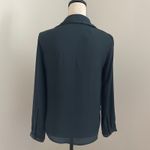 ZARA  Beaded Button Down Blouse XS Dark Green Semi Sheer Corpcore Boho Chic Artsy Photo 4