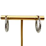 Sterling Silver Puffy Twist Scalloped Shrimp Hoops Textured 7/8 Inch Photo 3