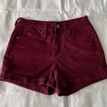 Aeropostale Maroon Solid High Waisted Shorts Photo 0