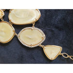 Women's Statement Gold Necklaces With Cream Gemstones And Lobster Claw Lock Yellow Photo 5