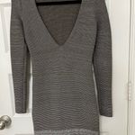 Moda International Charcoal and Metallic V Back Long Sleeved Short Dress Size XS Gray Photo 8