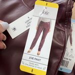Anthropologie  Joie Faux Leather Pants Size 8 Burgundy Straight Fit High Waist Photo 2