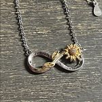 925 Silver & Goldtone Sunflower Infinity Necklace Photo 1