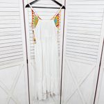 Raviya Crochet Bodice Top Tiered Boho Midi Dress Cover Up White Multi Medium Photo 8