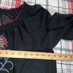 Dress Barn women’s size 1X black sheer embroidered blouse half sleeve tie neck Photo 3