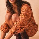 Free People  Apricot Combo Floral Smock It To Me Mini Dress Size M NWOT Photo 4