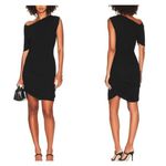 LNA NWT Zuki Rib Bodycon Asymmetrical Neck Mini Dress M Black Photo 1
