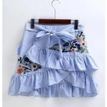 ZARA ✨HP✨ Stripped Embroidered Floral Ruffle Skirt✨ Photo 7