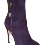 Joan & David  Purple Suede Leather Stiletto Heel Ankle Boots Womens 6 Fall Luxury Photo 0