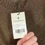 Tuckernuck  Bronze Metallic Knit‎ Mesh V Neck Short Sleeve Midi Dress Size Medium Photo 4