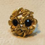 Vintage Adjus. Purple Stones GoldTone Floral Ring Photo 2