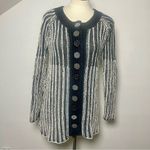 Pure Handknit Artisan‎ Stripe Cotton Cardigan Sweater | Small | Neutral Style Black Photo 1