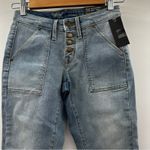 Mossimo Mid Rise Light Wash Skinny‎ Button Front Jeans Size 00 s Blue Photo 1