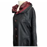 Ubu Reversible Parisian Opera Raincoat Small Black Red iridescent Pleated Hooded Photo 5