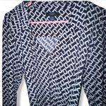 CHAPS Navy & White Geometric Print Wrap Dress Size L Photo 1