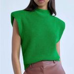 Babaton Aritzia Hazlitt Merino Wool Shoulder Pad Green Sweater Vest NWOT Photo 0