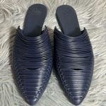 Tory Burch Siena Flat Navy Blue Leather Mules Size 11M Photo 0