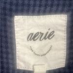 Aerie  navy blue and tan‎ plaid button down shirt woman’s XS Photo 2