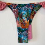 Strawberry Milk Mob NEW Garden Print Ruffled Cheeky Bikini Bottoms Red Small Photo 2