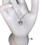 Swarovski Large Clear Round Crystal Pendant On Silver Chain Necklace Photo 2