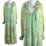 Free People Feeling Groovy Maxi Dress Size Large 70s Chartreuse Floral Bohemian Photo 12