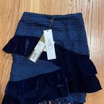 PatBo navy velvet and crochet fringe skirt size 0 brazil 32 Blue Photo 8