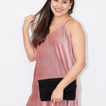 HYFVE  Cecilia Crushed Velvet Pleated Shift Dress Pink Photo 1