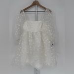 Lulus Effervescent Charm White Organza Floral Babydoll Mini Dress Size M Size M Photo 3